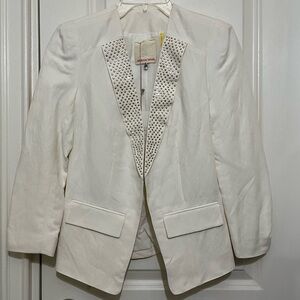 Rebecca Taylor NWT White Silk/Linen/Cotton Studded Blazer Sz 0